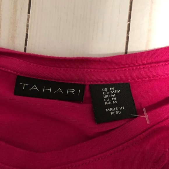 {Tahari} Pink Cut Out Short Sleeve Tee - Picture 5 of 6